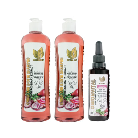 Shampoo de Cebolla, Romero y Biotina X2 + Sérum Capilar y del Cuero Cabelludo OnionVital