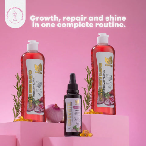 Shampoo de Cebolla, Romero y Biotina X2 + Sérum Capilar y del Cuero Cabelludo OnionVital