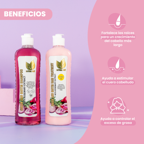 Kit Capilar Edición Limitada Natural Sant – Crecimiento y Brillo con Cebolla, Romero y Biotina + Mascarilla, Sérum Onionvital, Spray Antifrizz, Peine y Cosmetiquera