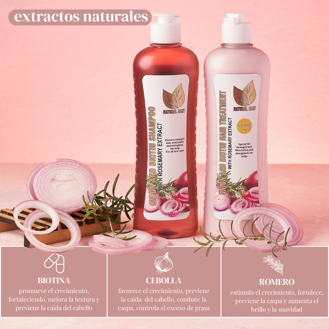 SET Cebolla, Biotina y Romero: Shampoo y Tratamiento