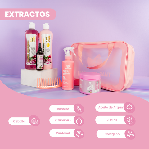 Kit Capilar Edición Limitada Natural Sant – Crecimiento y Brillo con Cebolla, Romero y Biotina + Mascarilla, Sérum Onionvital, Spray Antifrizz, Peine y Cosmetiquera