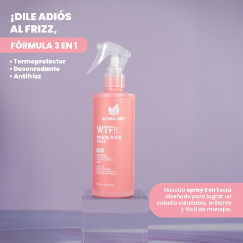 Natural Sant | What The Frizz - Heat Protectant, Detangling, and Anti-Frizz Spray with Natural Extracts 