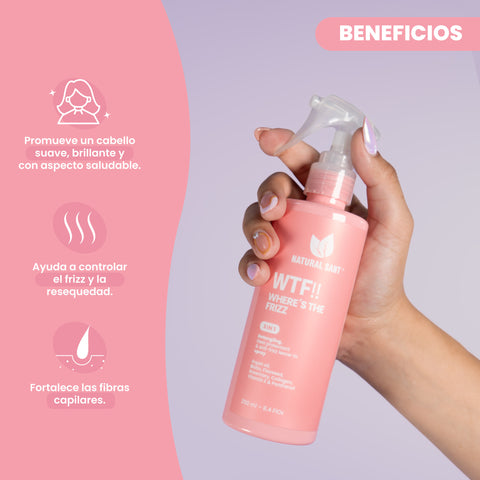 Natural Sant | What The Frizz - Heat Protectant, Detangling, and Anti-Frizz Spray with Natural Extracts 
