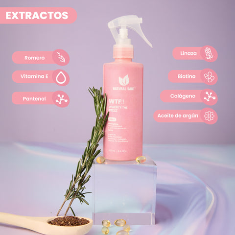 Natural Sant | What The Frizz - Heat Protectant, Detangling, and Anti-Frizz Spray with Natural Extracts 