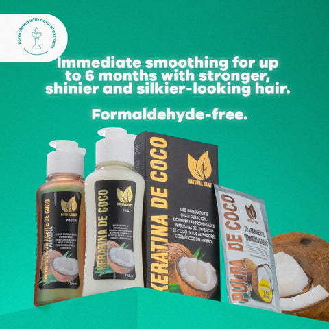 Kit de alisado con Keratina de coco para un cabello suave y sin frizz en casa