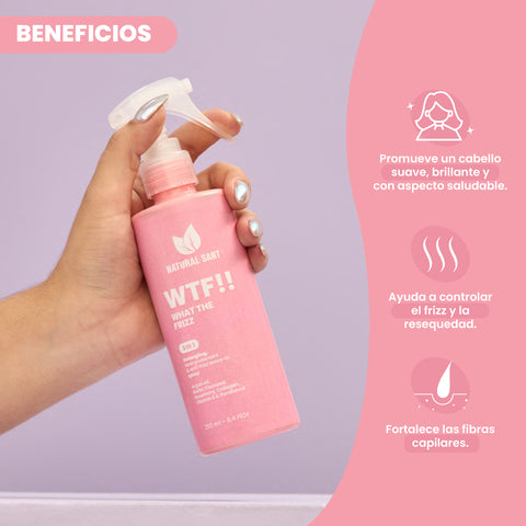 What The Frizz - Spray Termoprotector, Desenredante y Antifrizz con Extractos Naturales