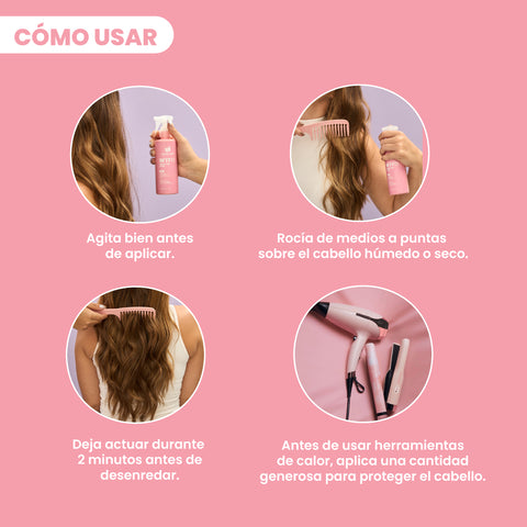 What The Frizz - Spray Termoprotector, Desenredante y Antifrizz con Extractos Naturales