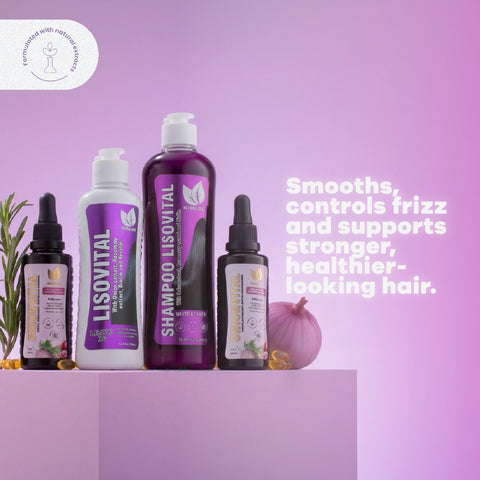 Set para controlar el frizz y estimular el crecimiento del cabello: Keratina, biotina y romero
