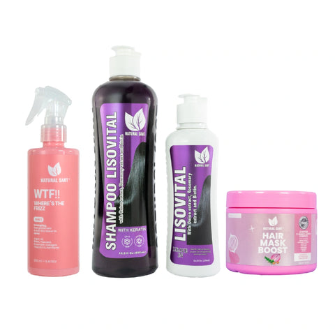 Combo Cabello Liso y Sano: Lisovital + Mascarilla Hidratante + Spray Antifrizz