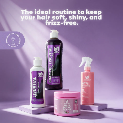 Combo Cabello Liso y Sano: Lisovital + Mascarilla Hidratante + Spray Antifrizz