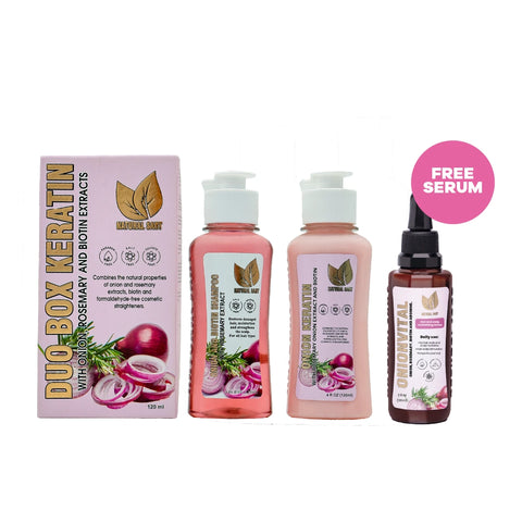 Onion, Rosemary, and Biotin Keratin Duo + FREE Onionvital | At-Home Hair Straightening Without Formaldehyde
