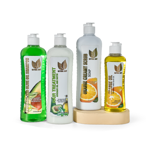 Bundle especial:  Set Aguacate: Shampoo y Tratamiento + Set corporal naranja