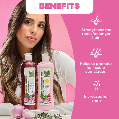 Onion, Rosemary, and Biotin Shampoo and Treatment Set + WTF Anti-Frizz