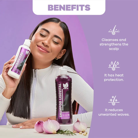 Set Lisovital Shampoo + Tratamiento + Serum Onionvital GRATIS | Control Frizz y Cabello Suave