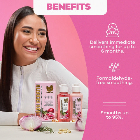Kit alisador de Keratina con cebolla y romero: Cabello más fuerte y liso