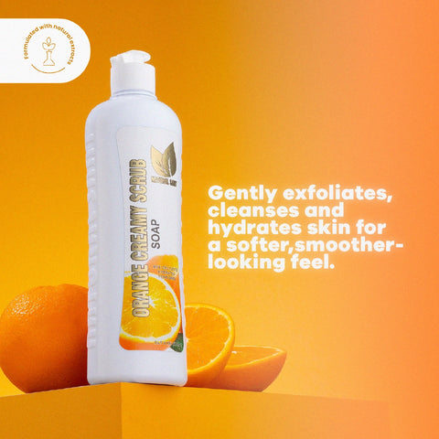 Jabón Cremoso Exfoliante de Naranja para Piel Suave y Radiante