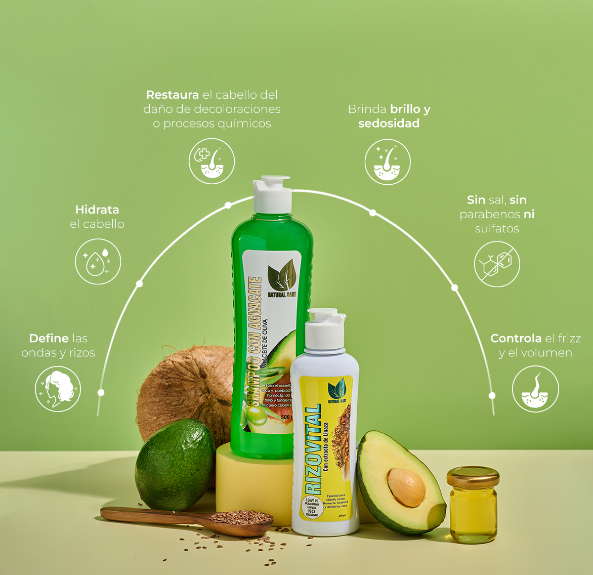 Set Rizos Saludables: Shampoo Aguacate + Leave-in Rizo Vital